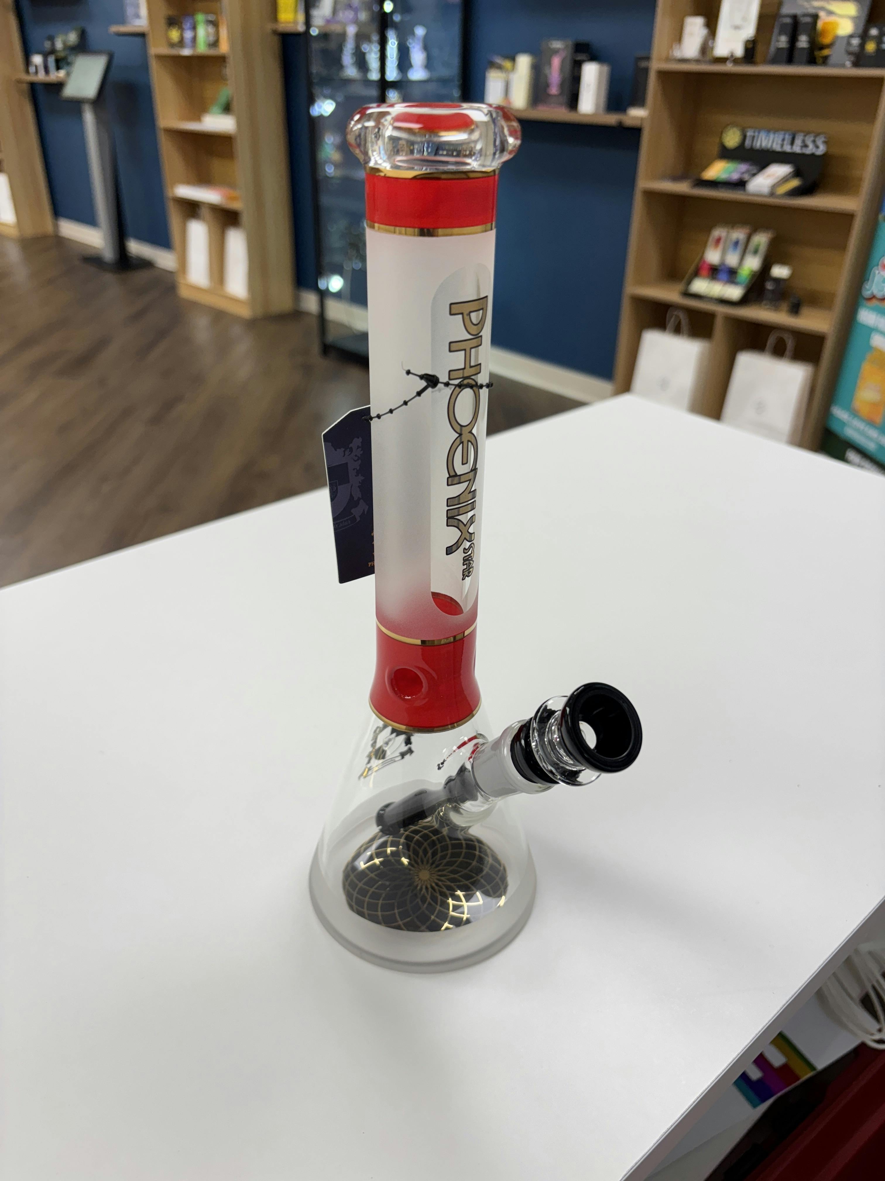 Glass | Phoenix Star 12" Sandblasted Accented Beaker | Red