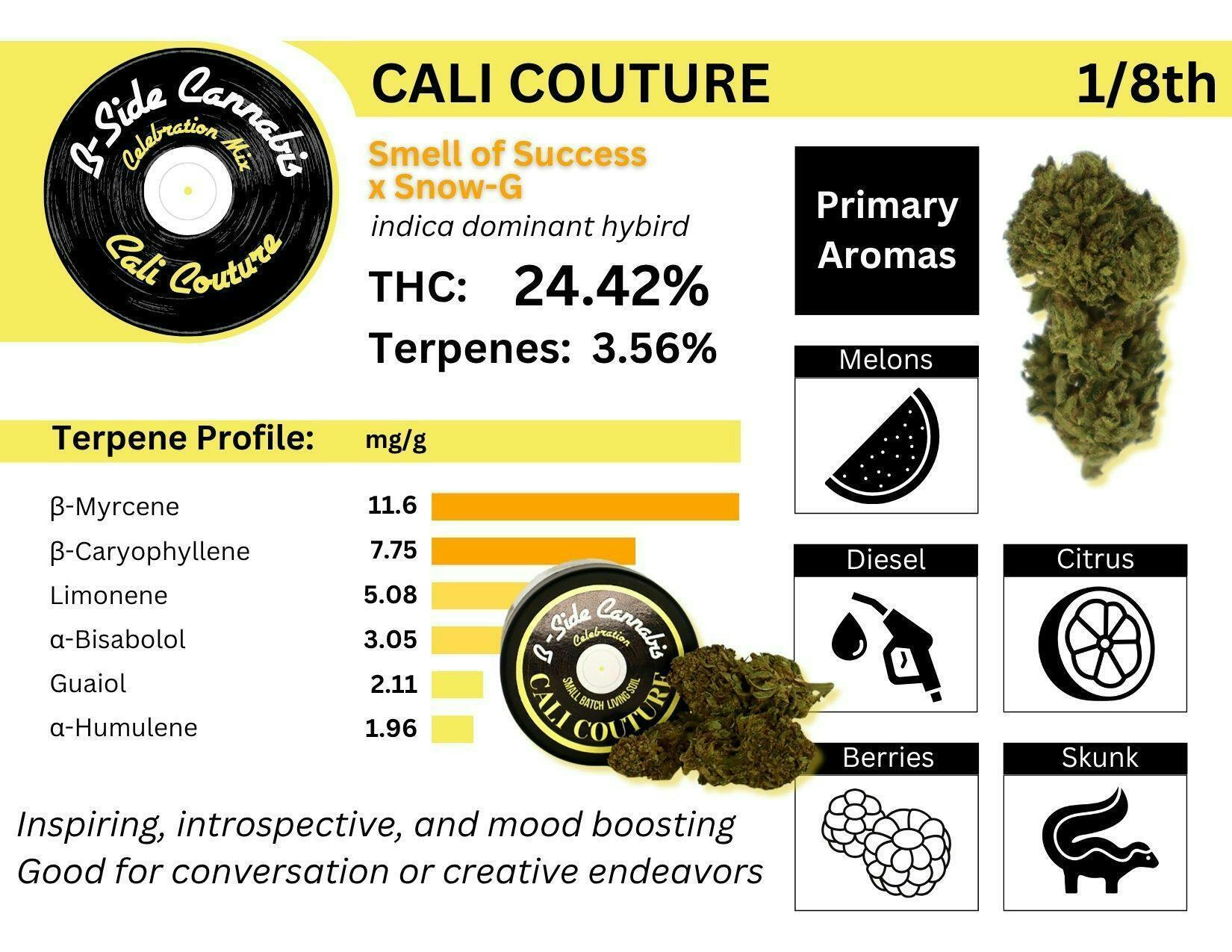 B-Side : Cali Couture 3.5g | Balanced Hybrid | 24.4% THC