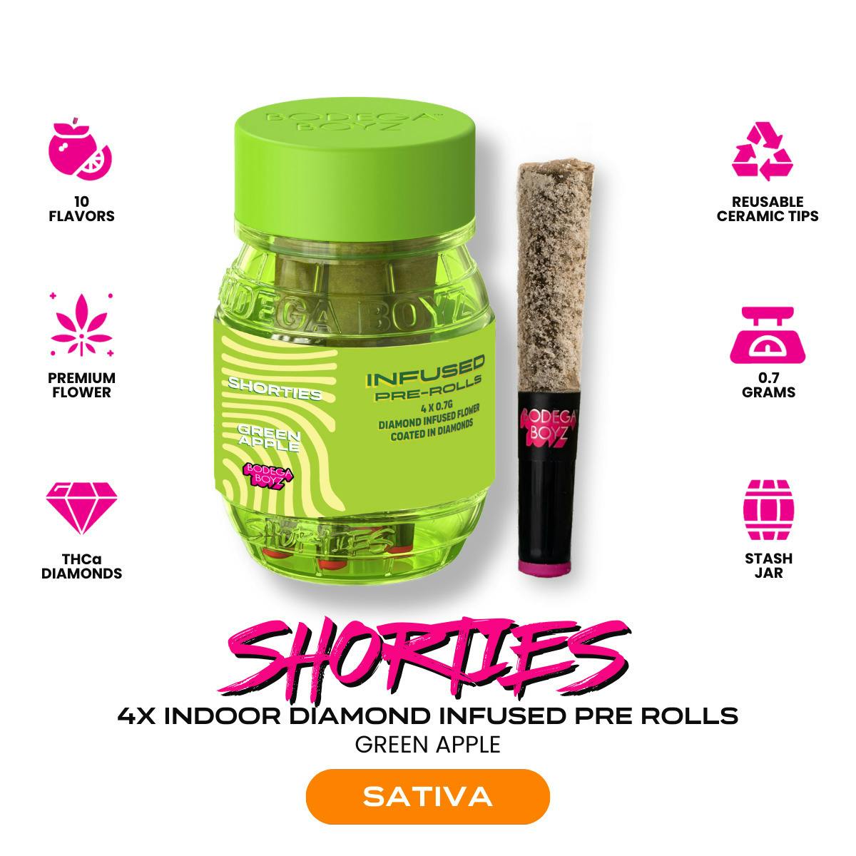 Bodega Boys- Sour Apple - Diamond Coated & Infused .7g 4pk | Sativa