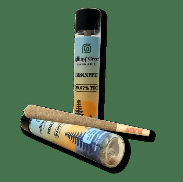 Rolling Green -Biscotti Preroll 1g | Indica-Leaning Hybrid | 30% THC