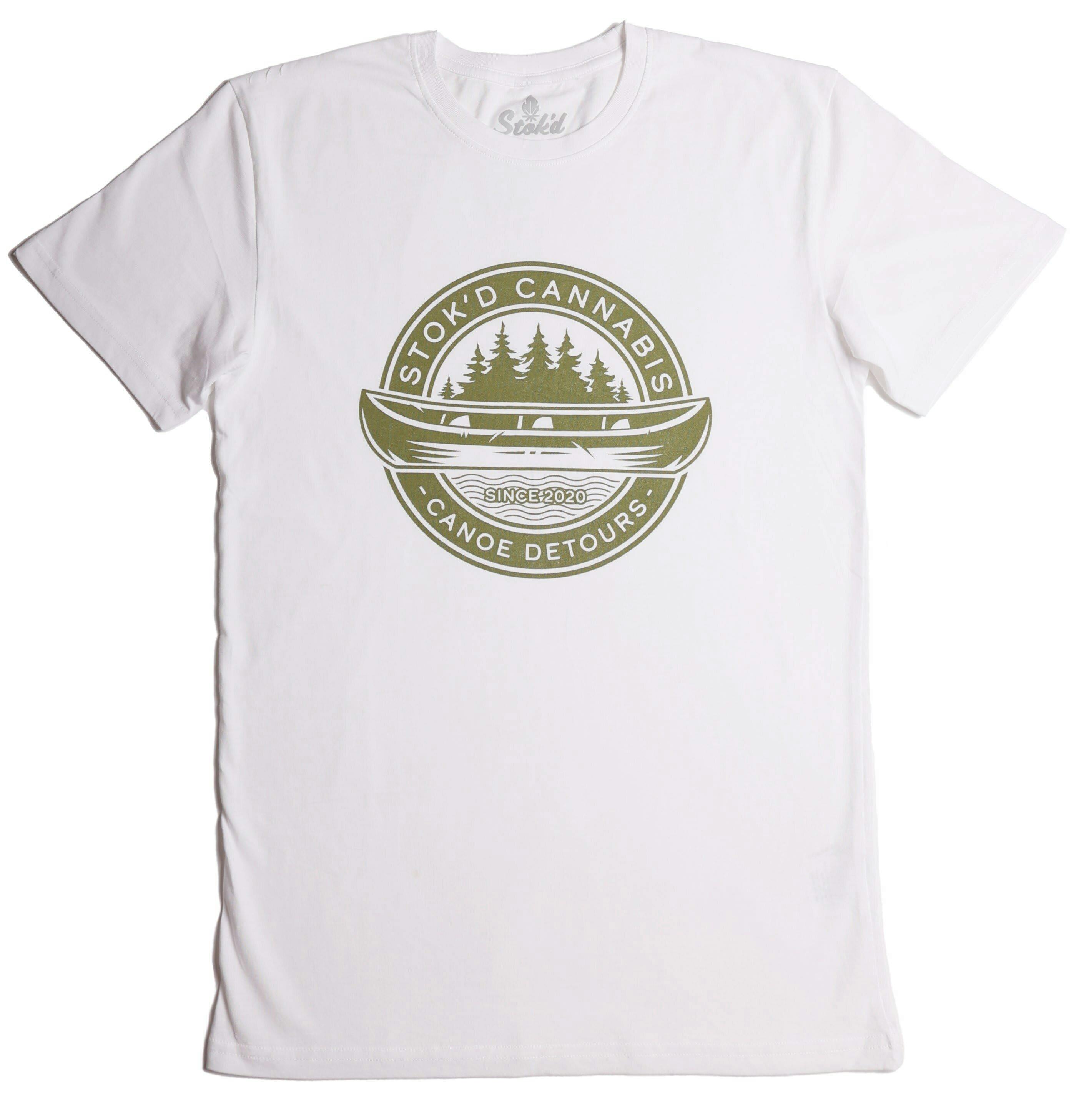 Stok'd | White T-Shirt Canoe Logo | Small