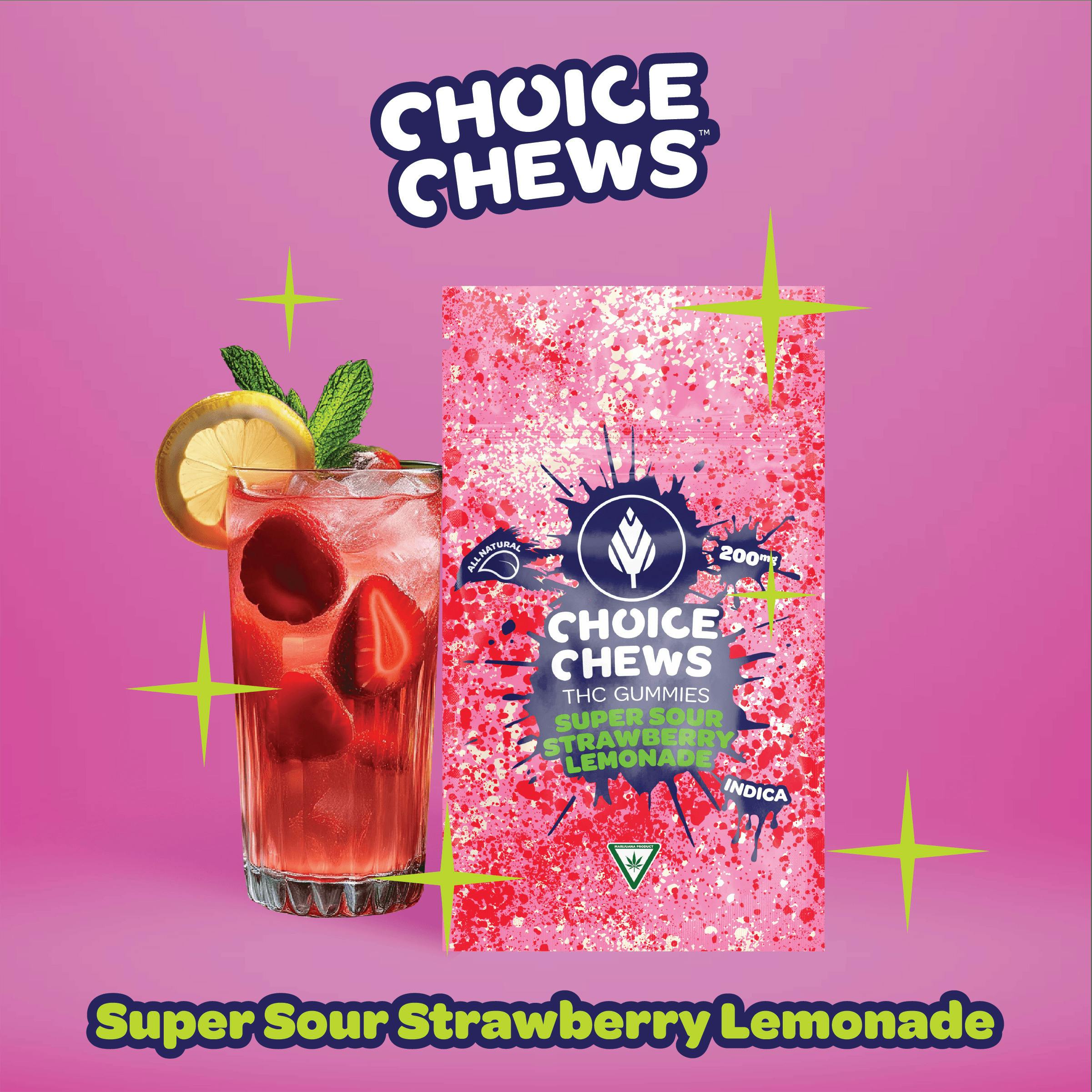 Choice - 200MG Gummies - Super Sour Strawberry Lemonade