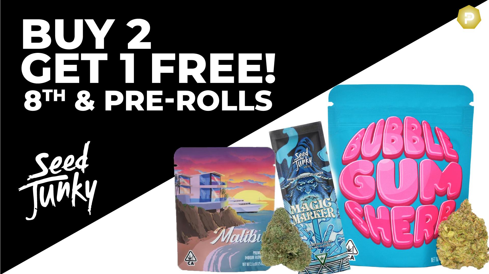 B2G1 SEED JUNKY 8ths & Prerolls at PUFF Utica Rec & Med Weedmaps