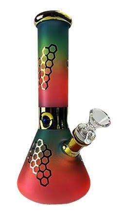 10" Rainbow Honeycomb Beaker Bong with Bowl
