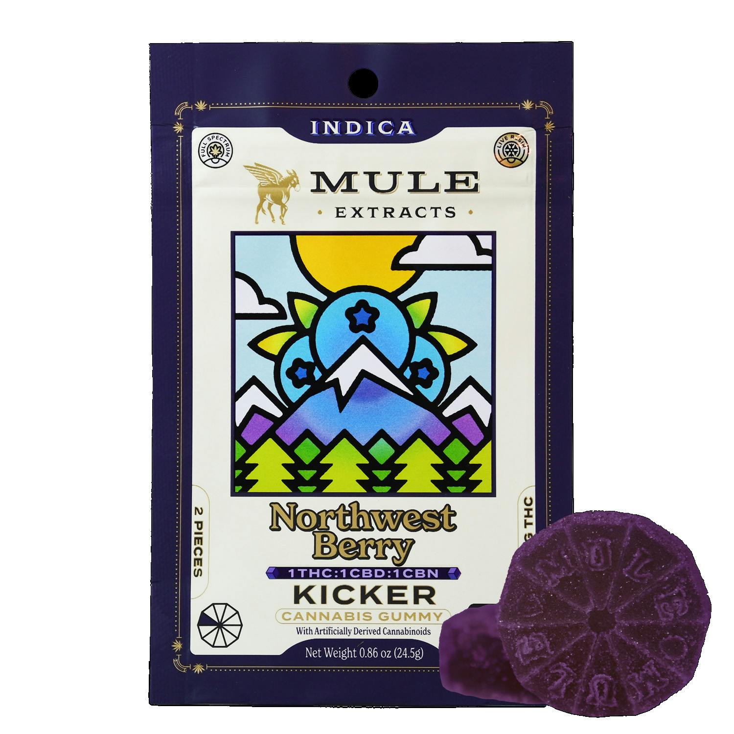 Mule | Kicker Gummy | 1:1:1 THC:CBD:CBN | Northwest Berry