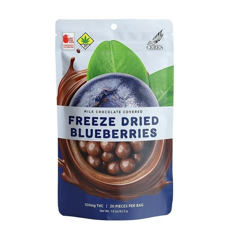 Ceres Milk Chocolate Covered Freeze Dried Blueberries 20pk 100mg I