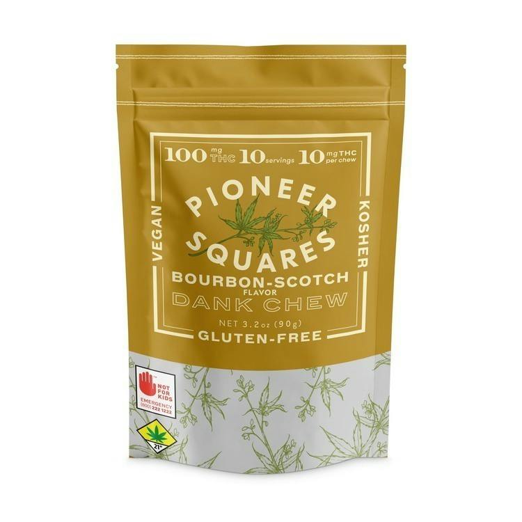Pioneer Squares Dank Chew Bourbon-Scotch 100mg 10pk (Mixed Strains)