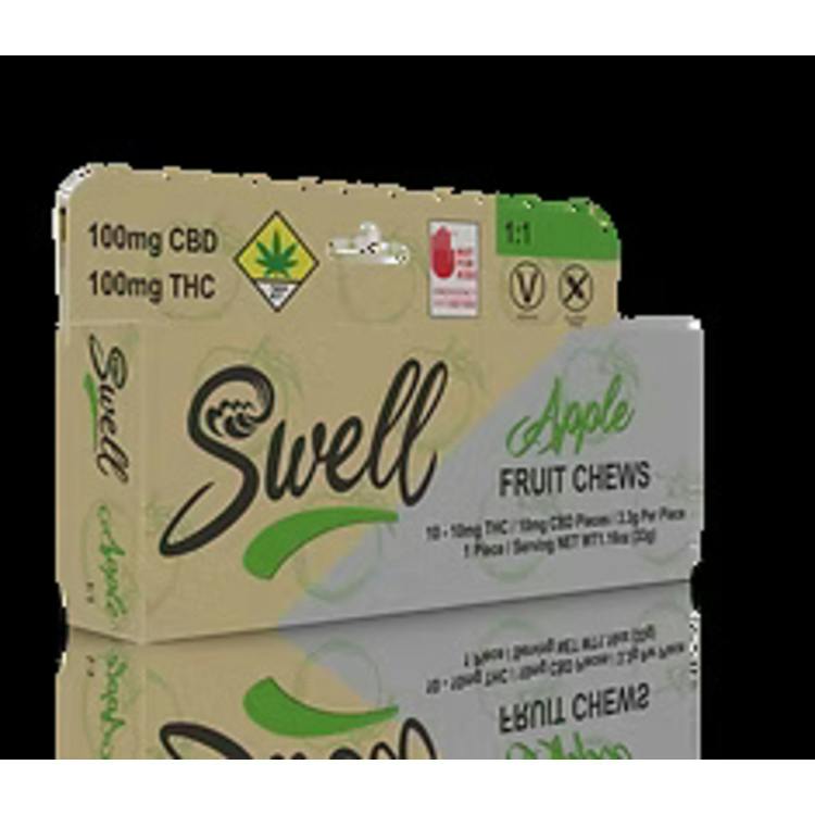 Swell Fruit Chews Apple 100mg 10pk 1:1 CBD