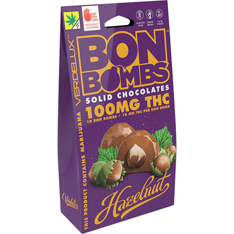 Bon Bombs Hazelnut Dark Chocolate 100mg 10pk Indica