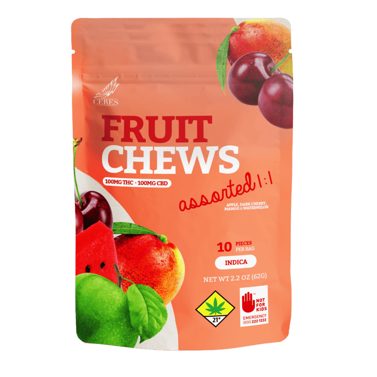 Ceres Fruit Chews Assorted 100mg 10pk CBD 1:1 I