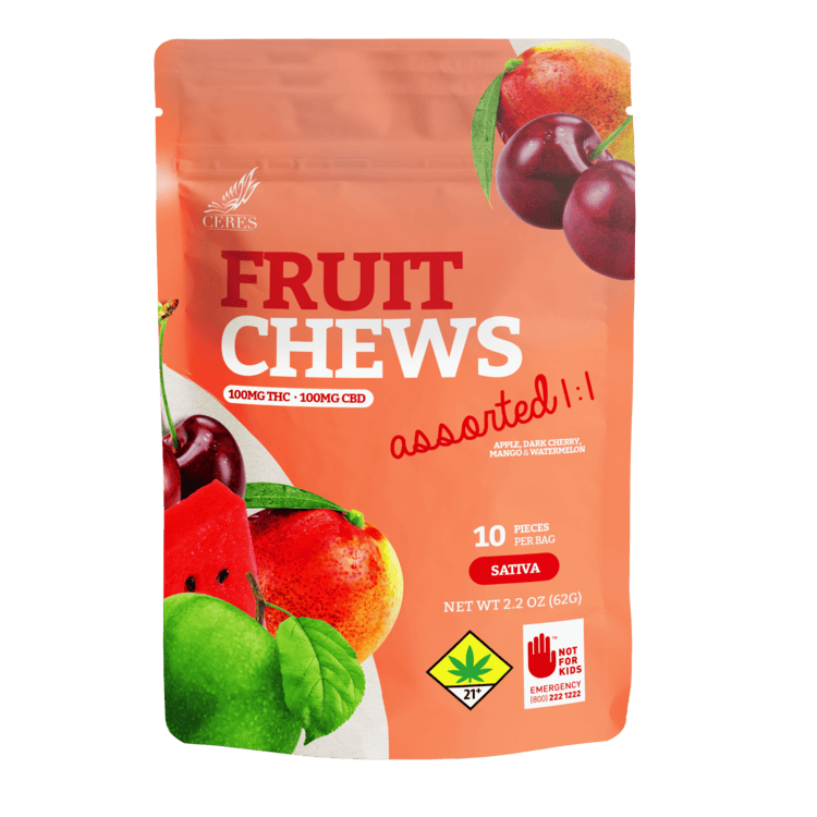Ceres Fruit Chews Assorted 100mg 10pk CBD 1:1 S
