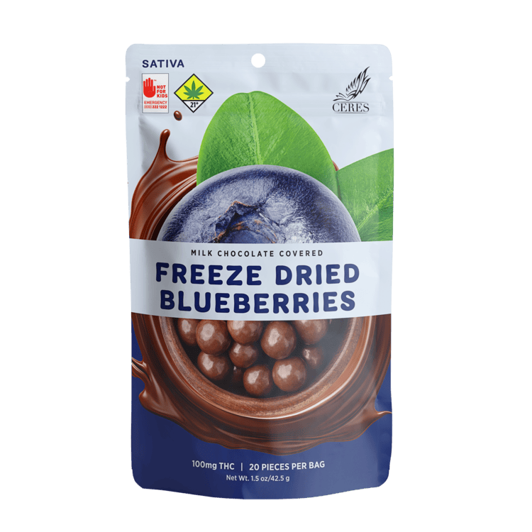 Ceres Milk Chocolate Covered Freeze Dried Blueberries 20pk 100mg S