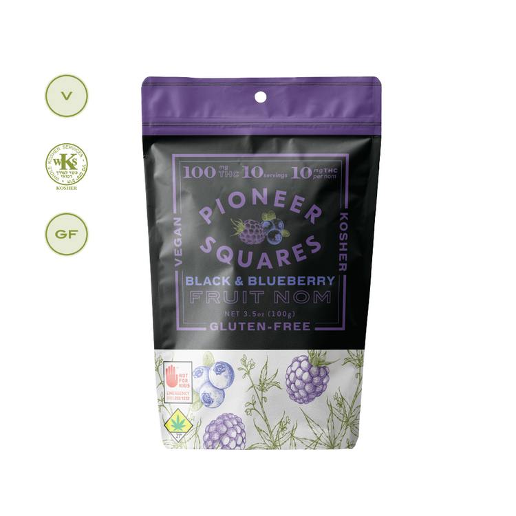 Pioneer Squares Fruit Noms Black & Blueberry 100mg 10pk (Mixed Strains)
