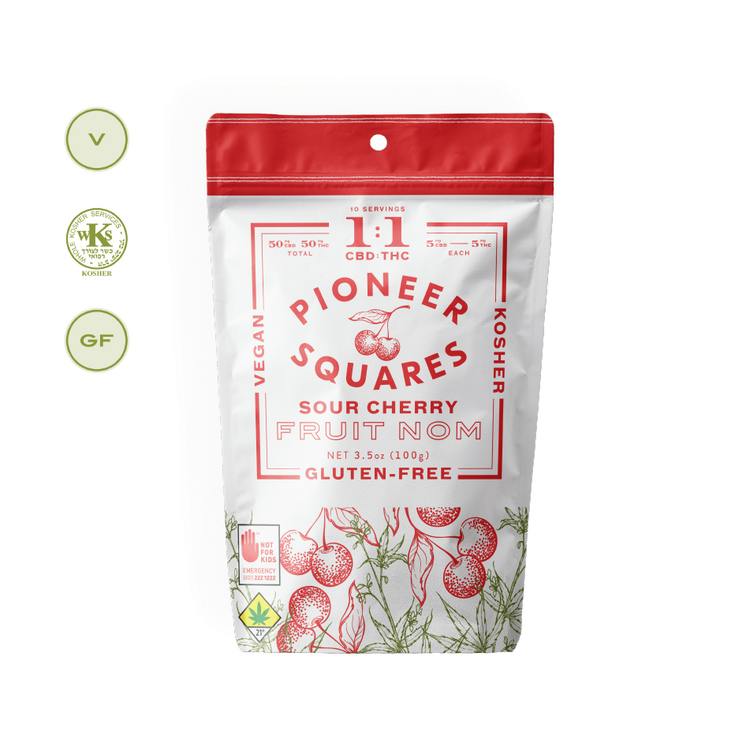 Pioneer Squares Fruit Noms Sour Cherry 10pk 1:1 CBD (Mixed Strains)