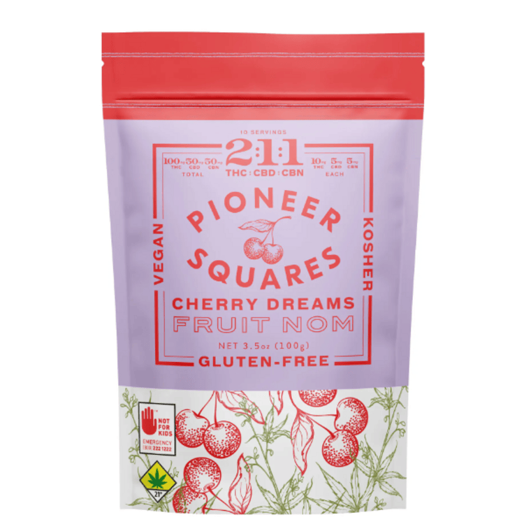 Pioneer Squares Fruit Noms Cherry Dreams 10pk 2:1:1 THC:CBD:CBN (Mixed Strains)