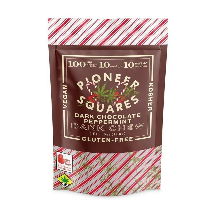 Pioneer Squares Dank Chew Dark Chocolate Peppermint 10mg Single (Mixed Strains)