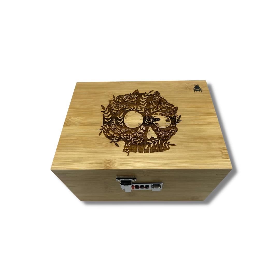 Bzz Box - Large Bamboo Stash Box - Skull