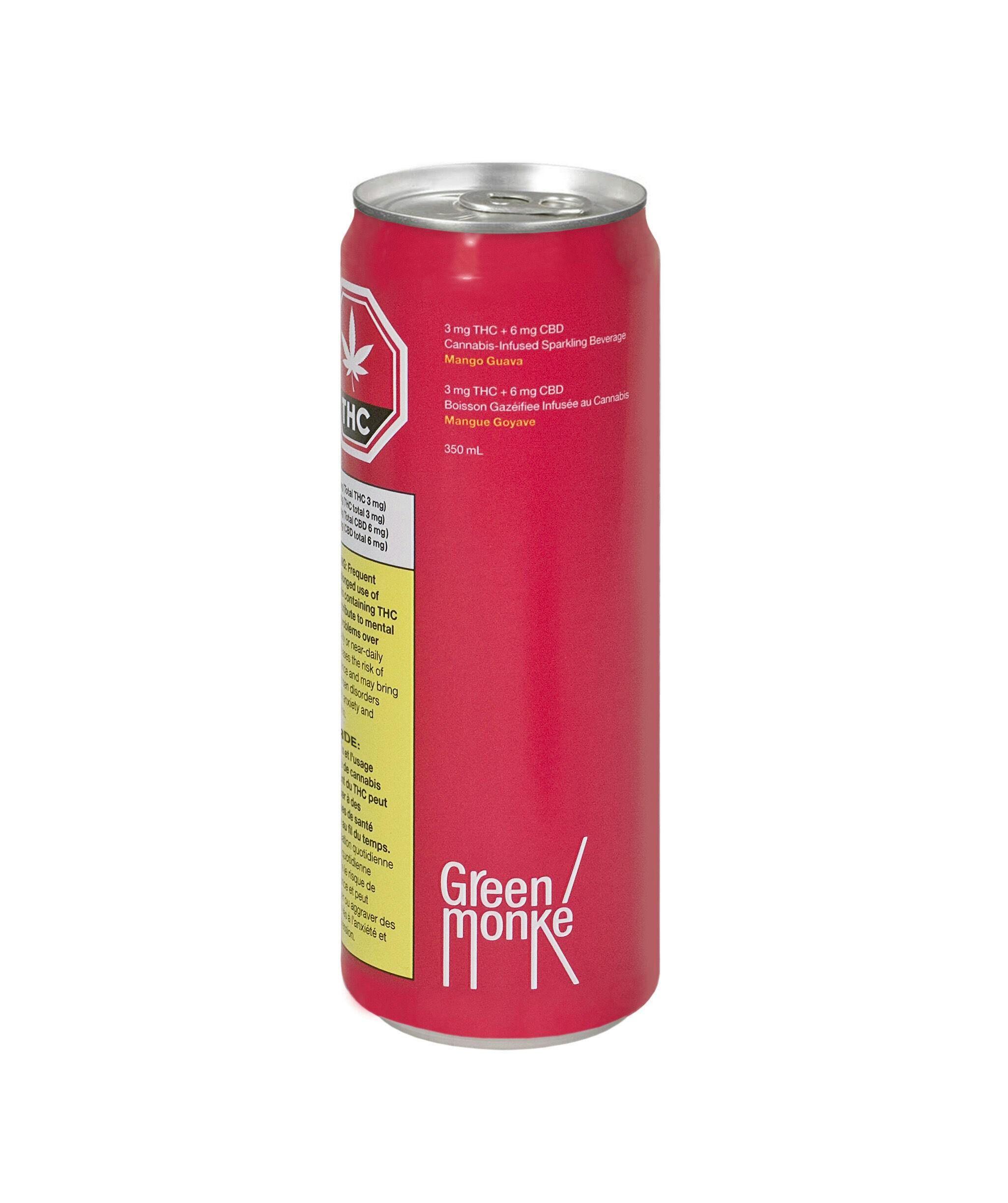 Green Monké - Mango Guava 1:1 CBD Sparkling Beverage - 350mL