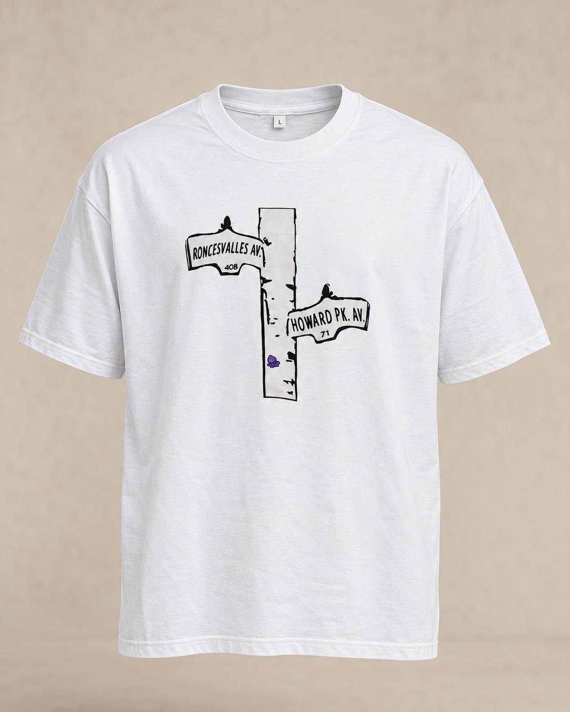 Purple Tree T-Shirt - Roncesvalles & Howard Park - White - Medium