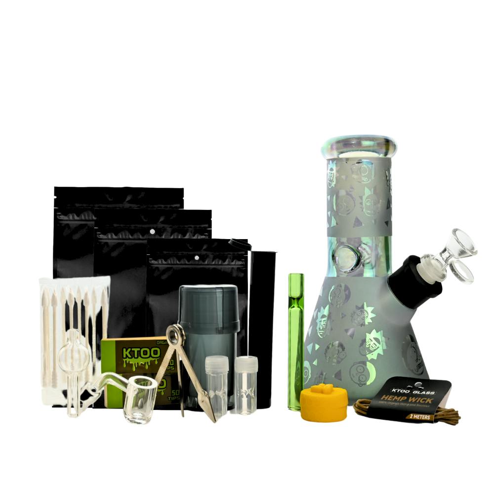 Arsenal - 8" 7mm Cosmic Pattern Beaker Bong 15-in-1 Ultimate Smoke Box
