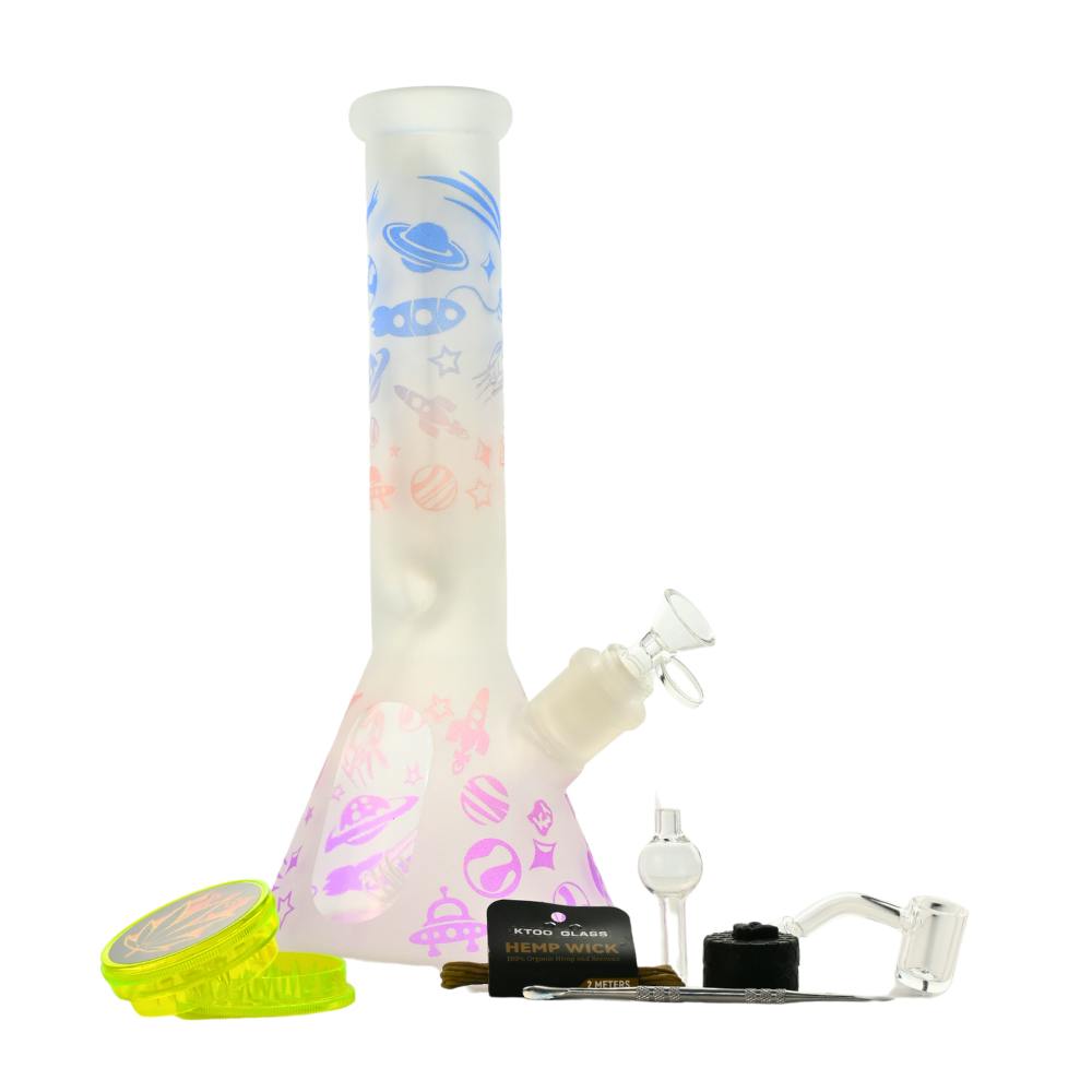 Arsenal - 12" 5mm Spacecraft Glass Bong 9-in-1 Dab Kit