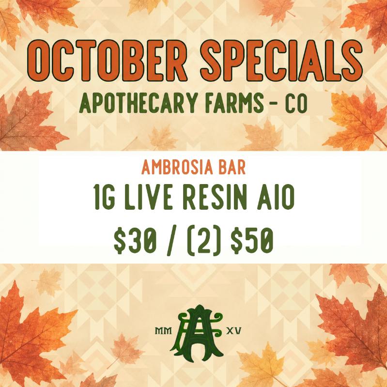 *October Specials* 1G Live Resin AIO $30 / (2) $50