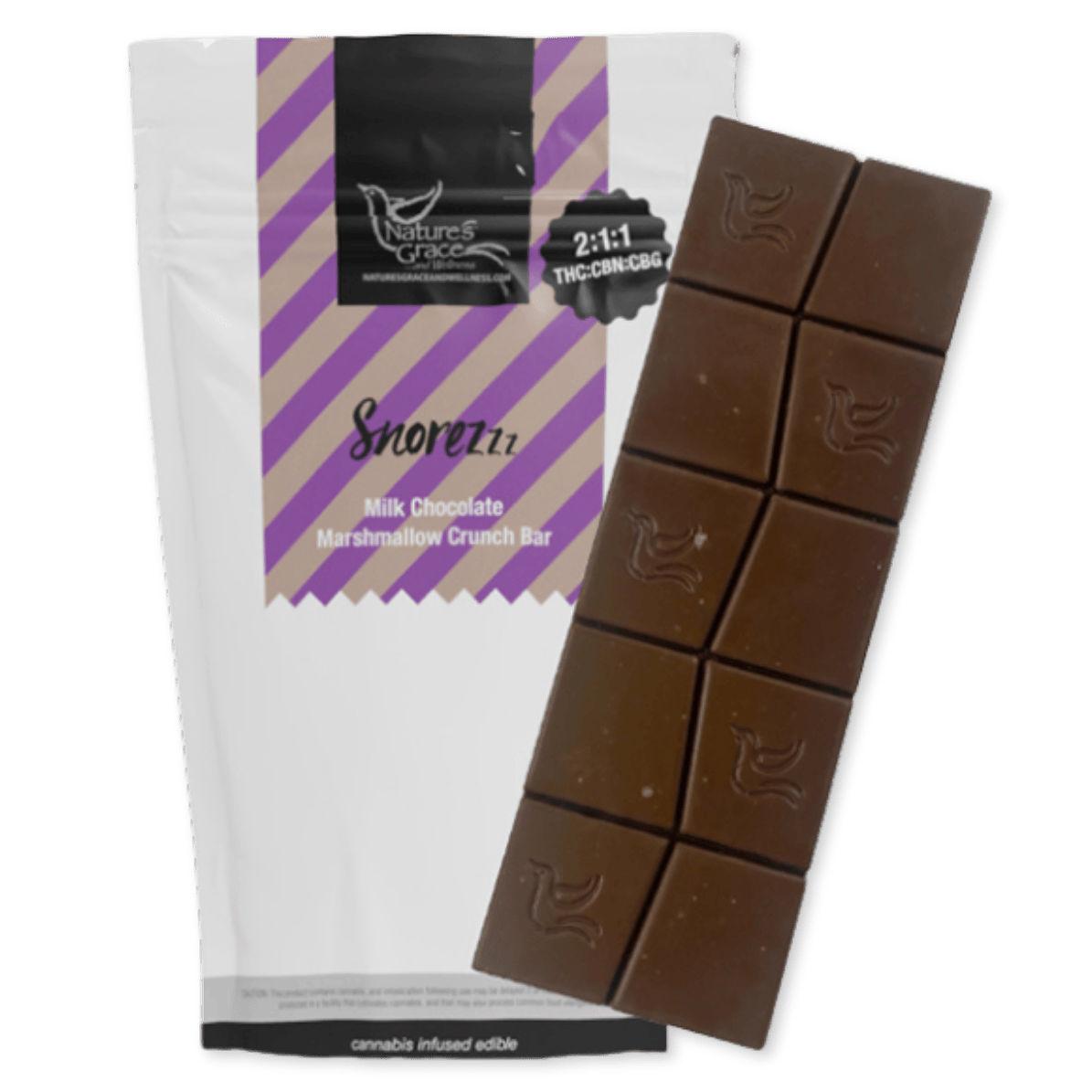 CHOCOLATE BAR | SNOREZZZ MILK CHOCOLATE MARSHMALLOW CRUNCH | 2:1:1 THC:CBN:CBG | 100MG