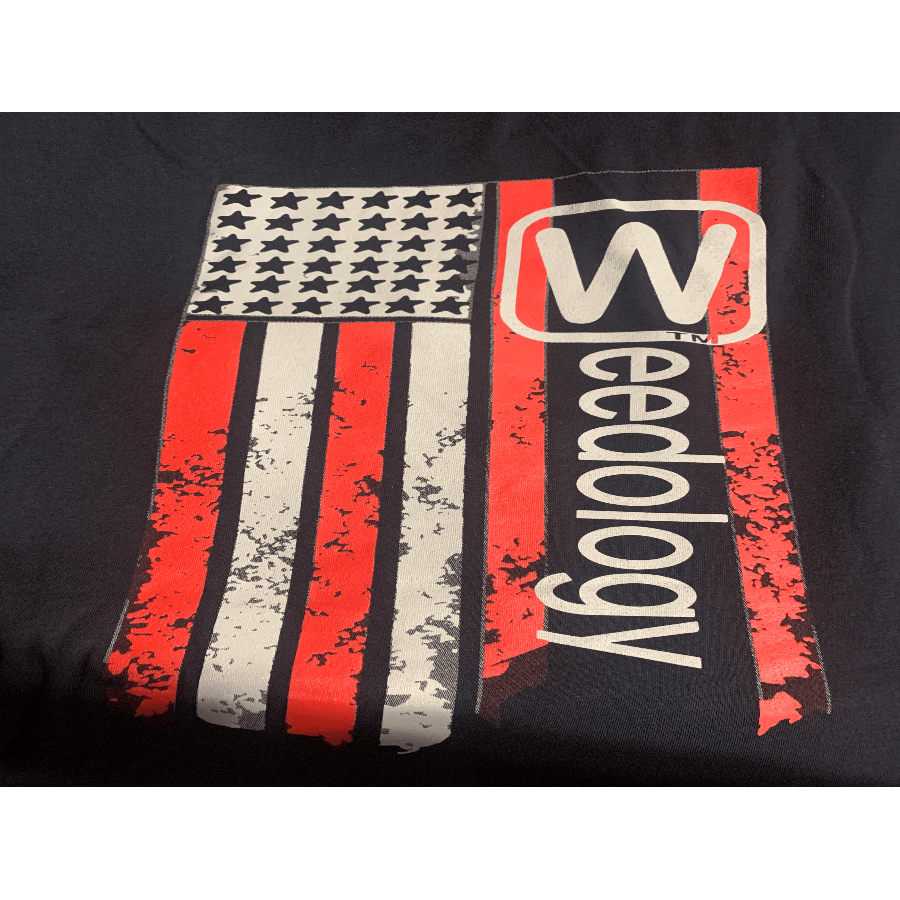Weedology BLACK Short Sleeve Distressed Flag - Large - BOTH