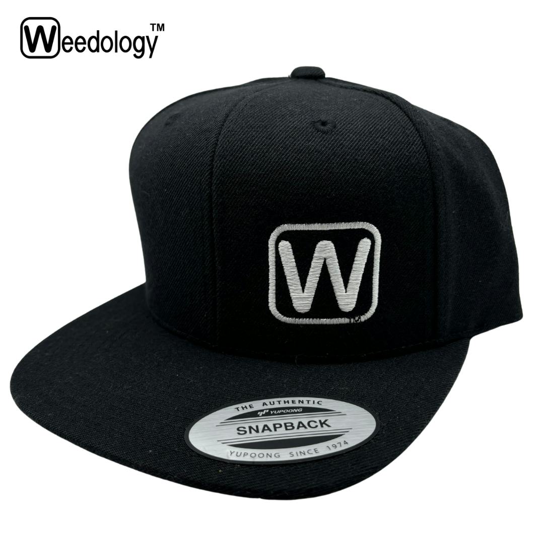Weedology Logo Flat Bill Hat, Black