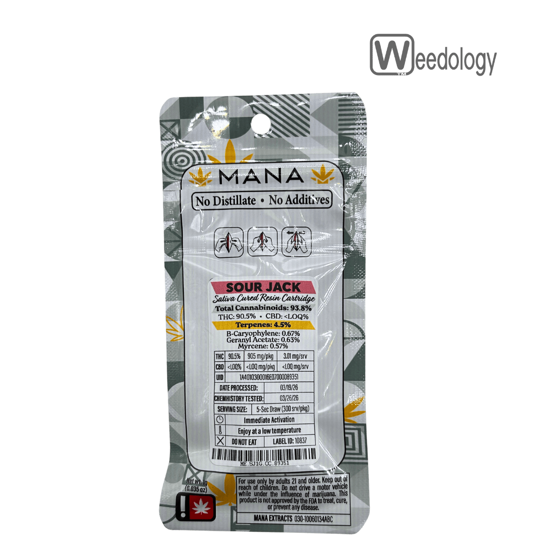 Mana Extracts 1g SOUR JACK CR Vape