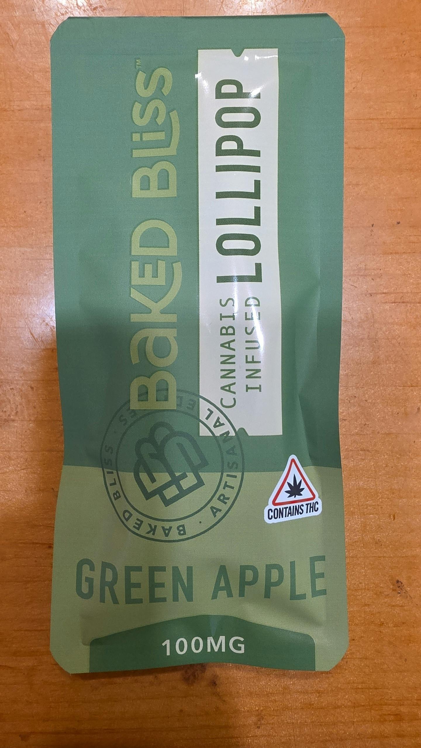 Green Apple 100 Mg Baked Bliss Lolipop at Amber Horizons