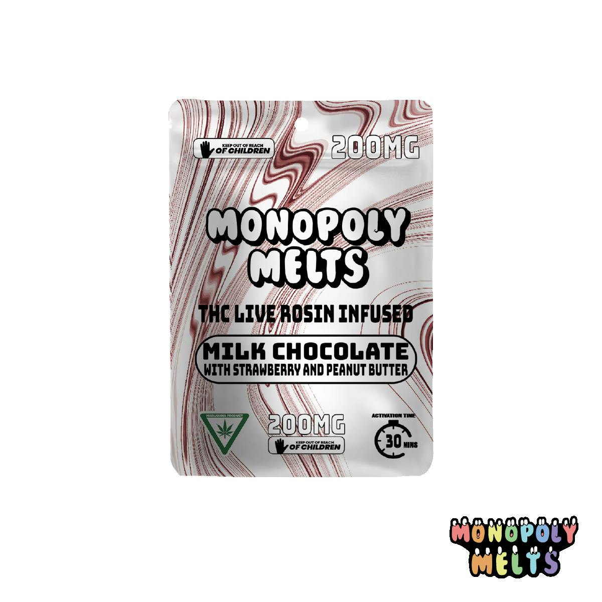 Monopoly Melts - 200mg Hash Rosin Chocolate - Peanut Butter Strawberry