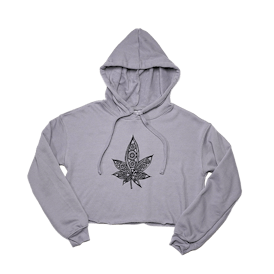 GREY | CROP TOP | WEED LEAF EYE DESIGN