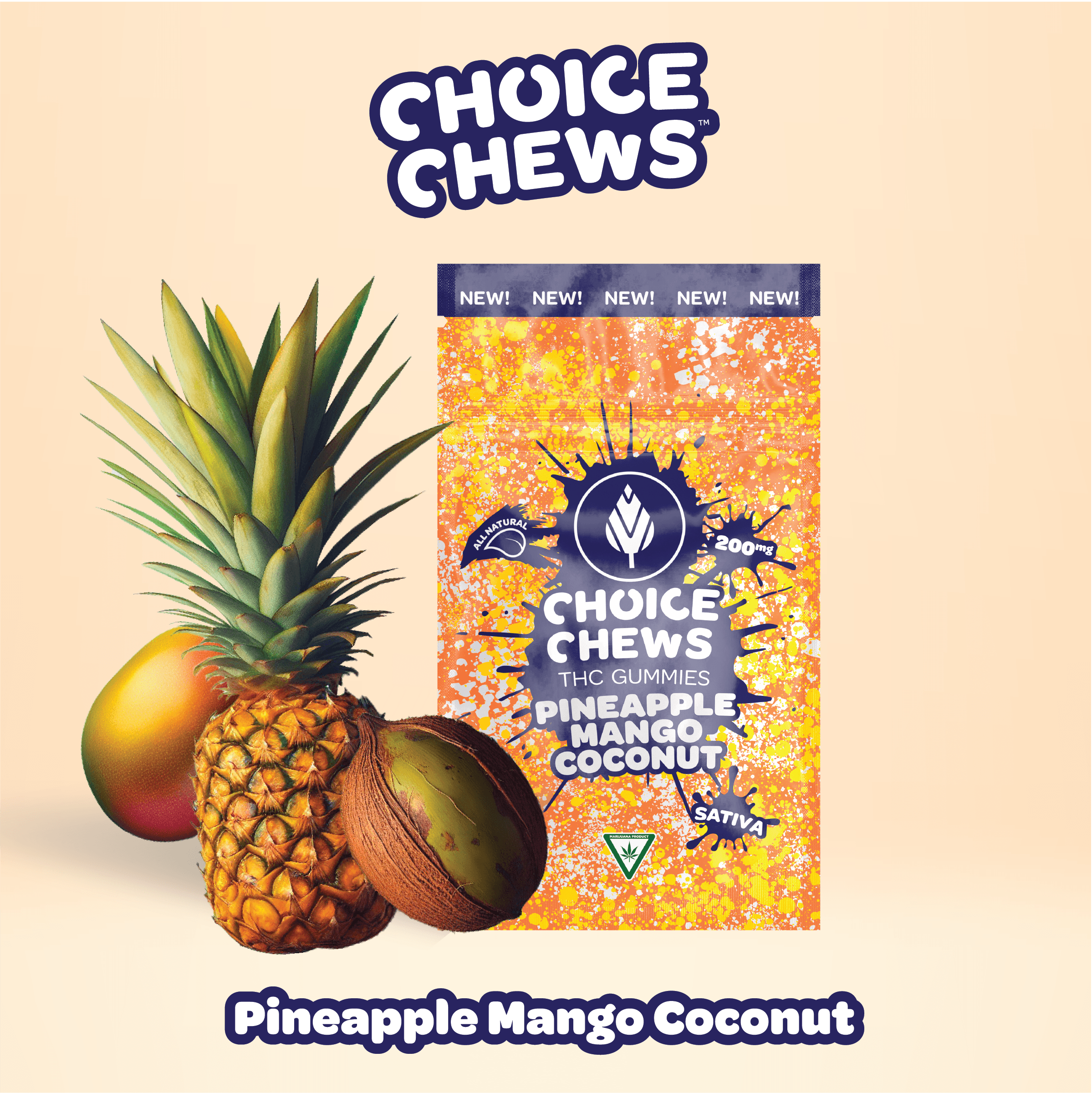 CHOICE - Pineapple Mango Coconut Gummies 200mg