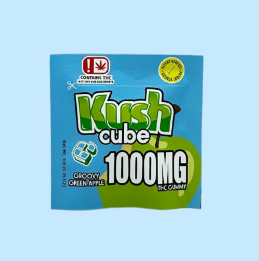 Kush Cube 1000mg THC Gummy - Groovy Green Apple