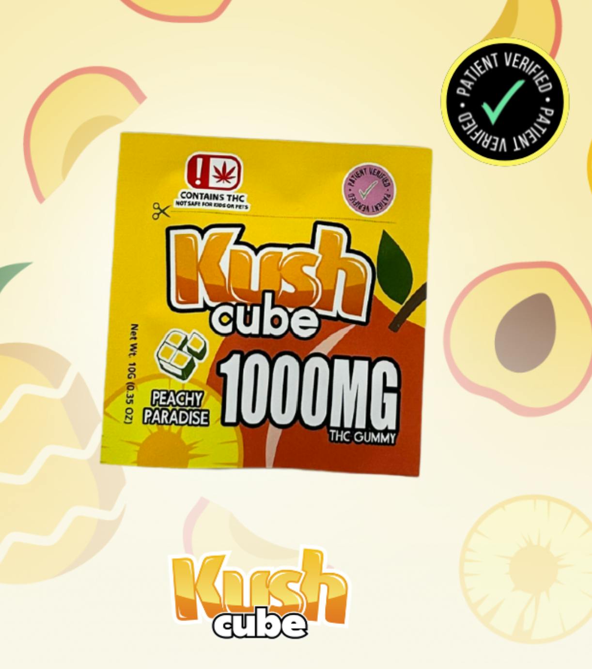 Kush Cube 1000mg THC Gummy - Peachy Paradise