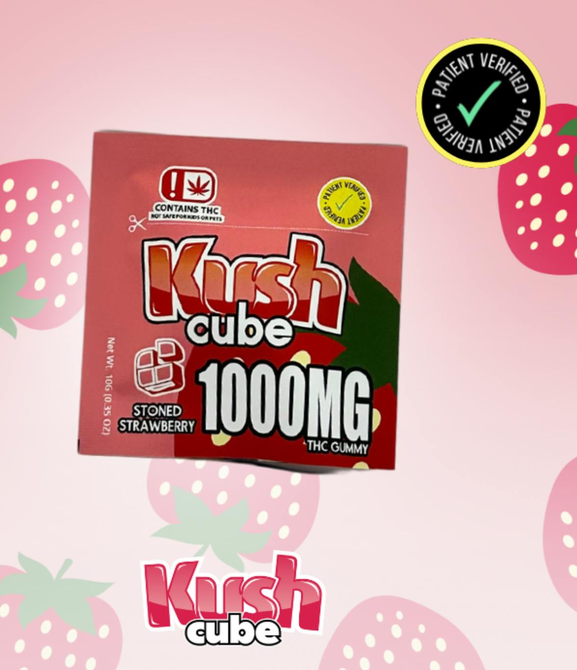 Kush Cube 1000mg THC Gummy - Stoned Strawberry