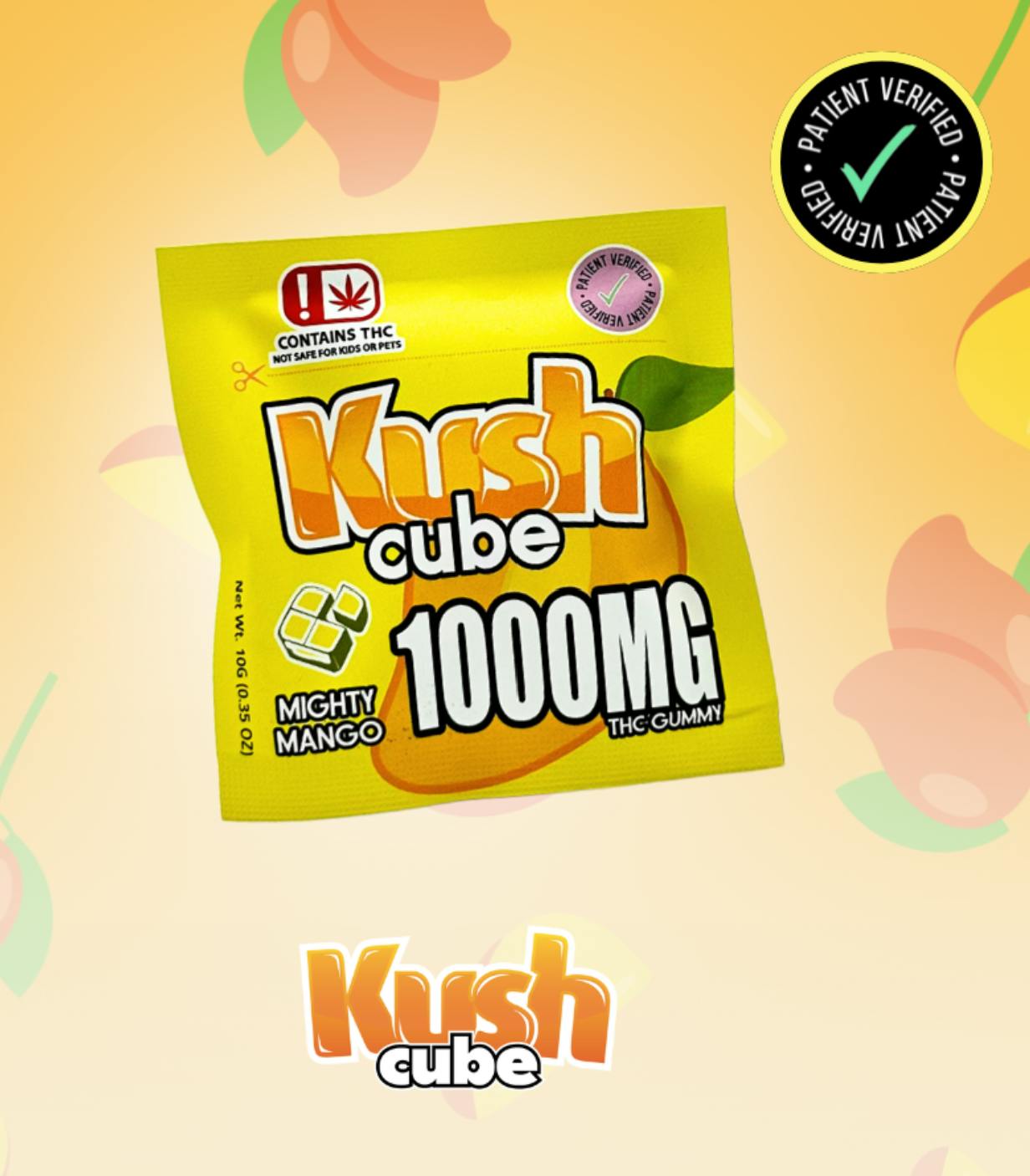 Kush Cube 1000mg THC Gummy - Mighty Mango