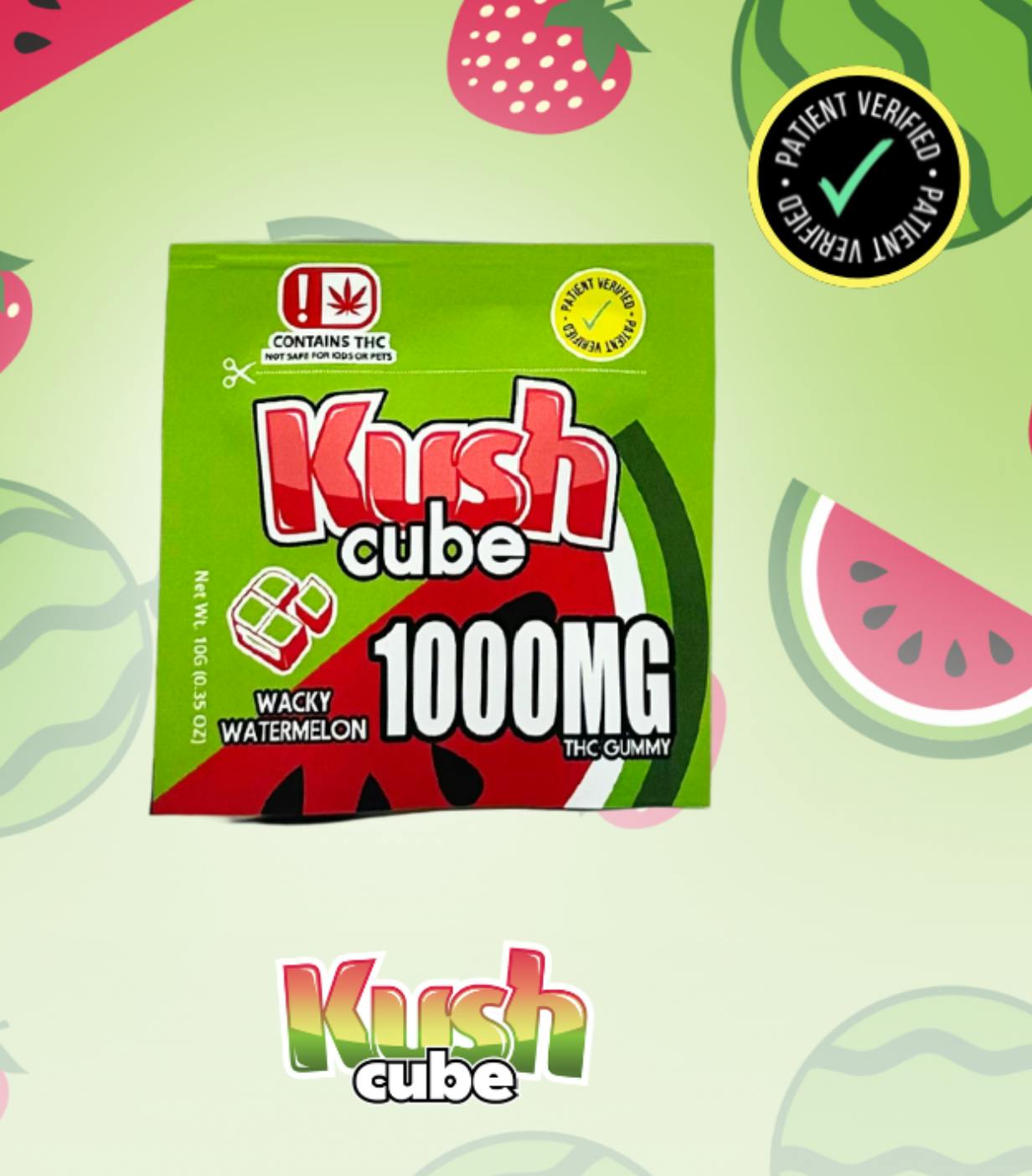 Kush Cube 1000mg THC Gummy - Wacky Watermelon