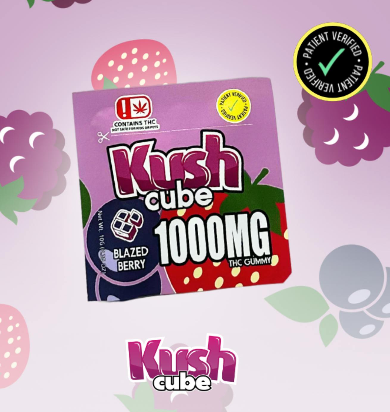 Kush Cube 1000mg THC Gummy - Blazed Berry