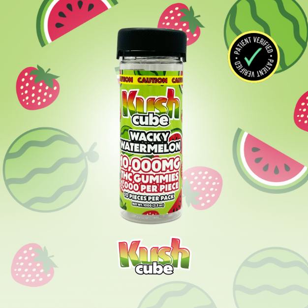 Kush Cubes 10,000mg Gummies 10CT - Wacky Watermelon