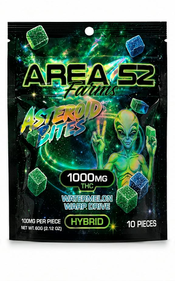 Asteroid Bites 1000mg | Area 52 - Watermelon Warp Drive