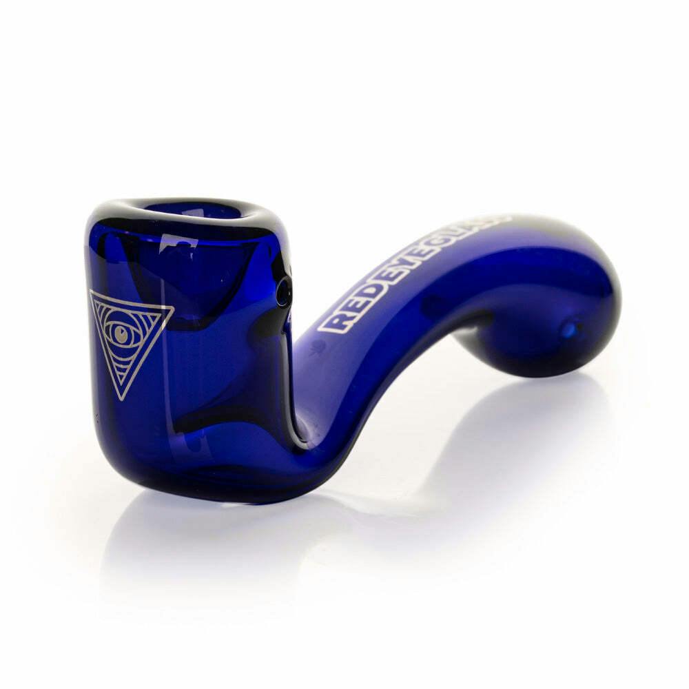 Red Eye Glass 5" Blue Sherlock Hand Pipe W/Ash Catcher Mouthpiece & Decals