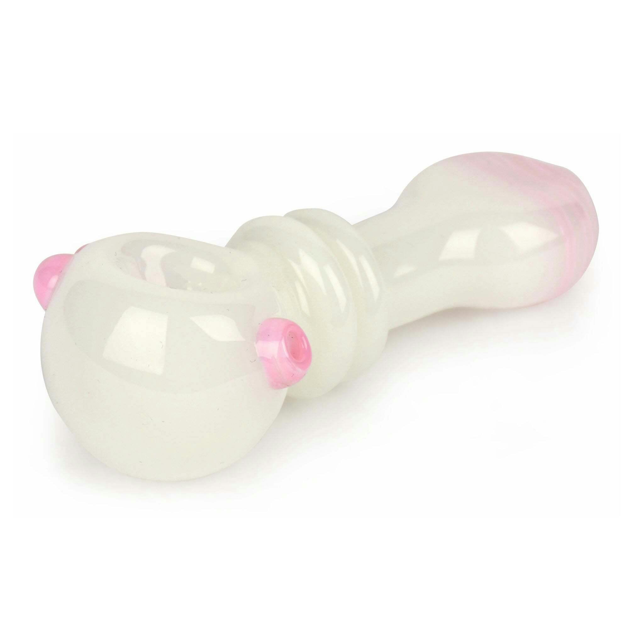 *BDA* Red Eye Glass 4" White Flatty Wrap Pipe