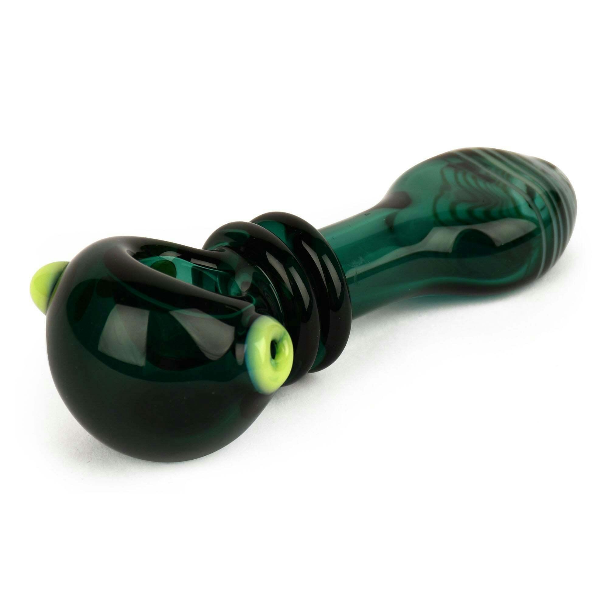 *BDA* Red Eye Glass 4" Teal Flatty Wrap Pipe