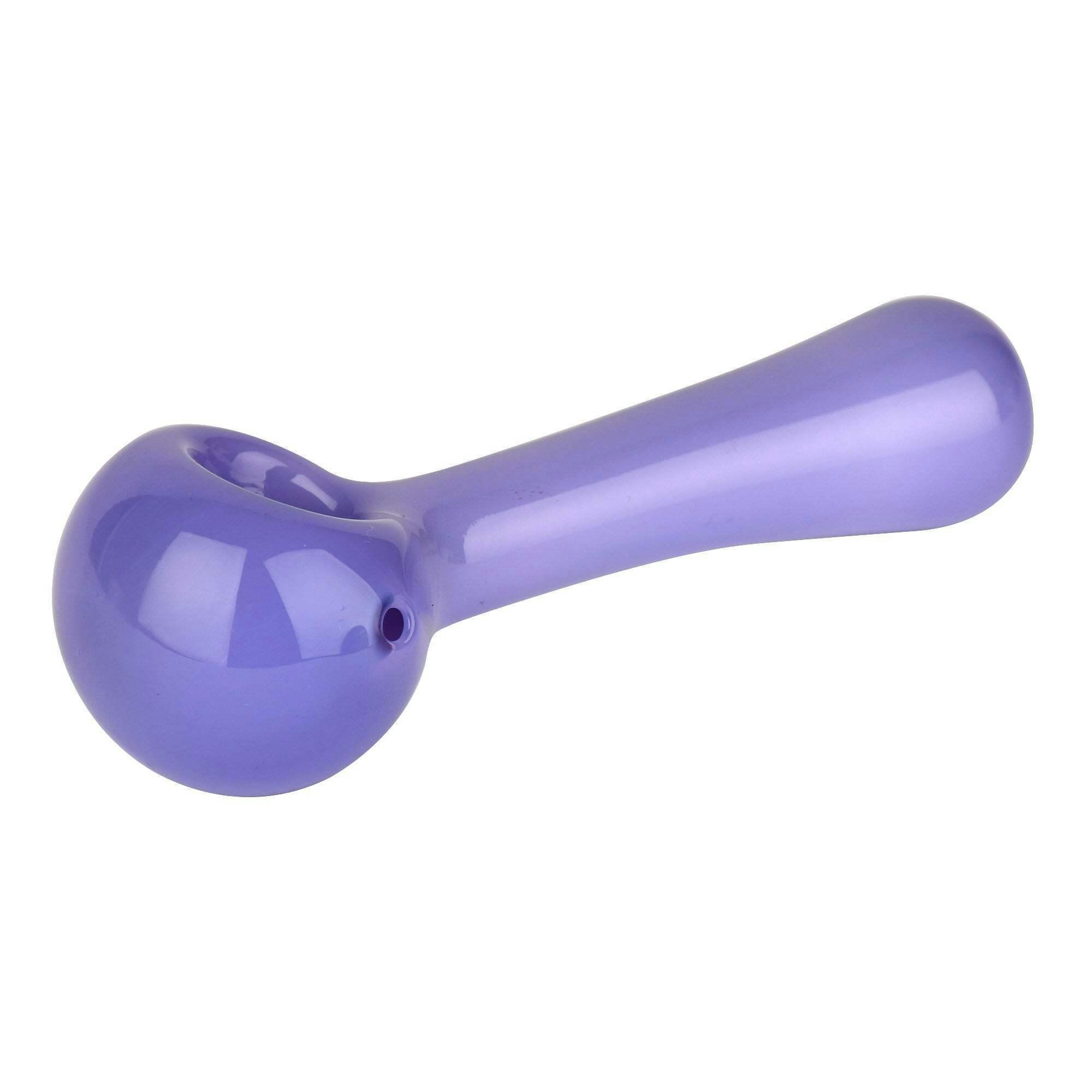 Red Eye Glass 4.5" Opal Purple Solid Colour Spoon W/Ash Catcher Mouthpiece & Screen Pipe