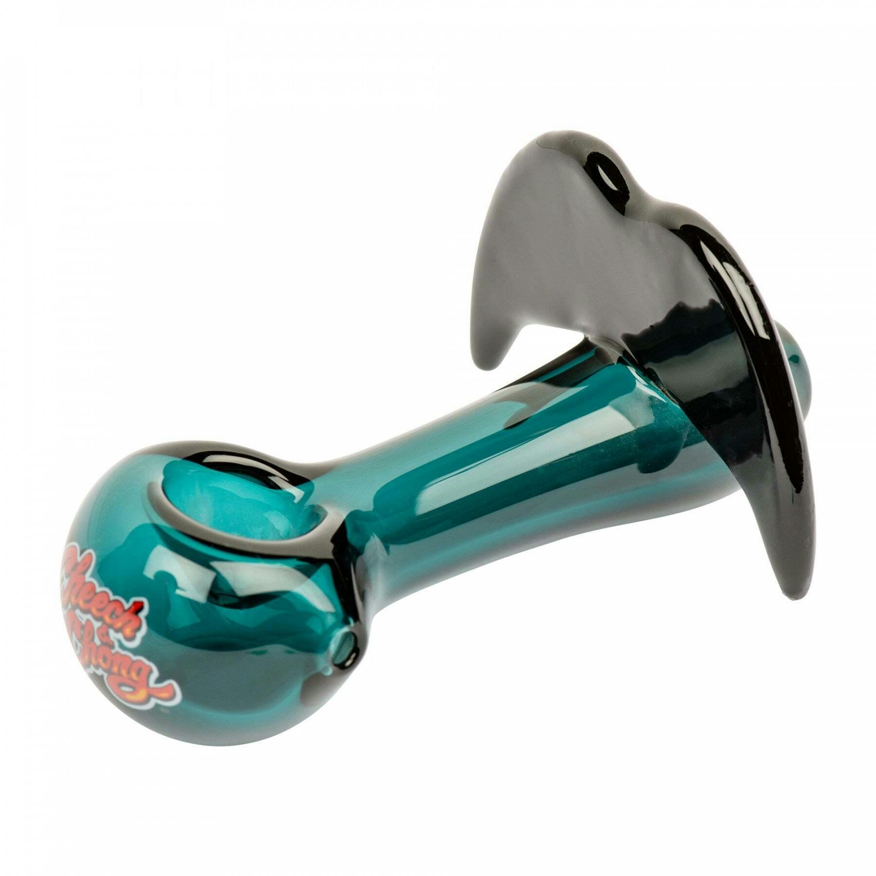 *BD* Cheech & Chong Glass 4" Teal Moustache Ride Pipe