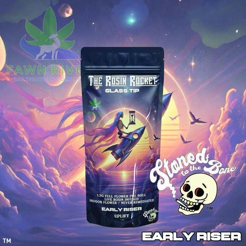 Stoned to the Bone - Early Riser Rosin Rocket - 1.3g Infused Preroll