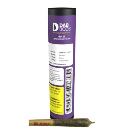 Dab Bods | GRAPE APE RESIN INFUSED | 1 x 1gPRE-ROLL