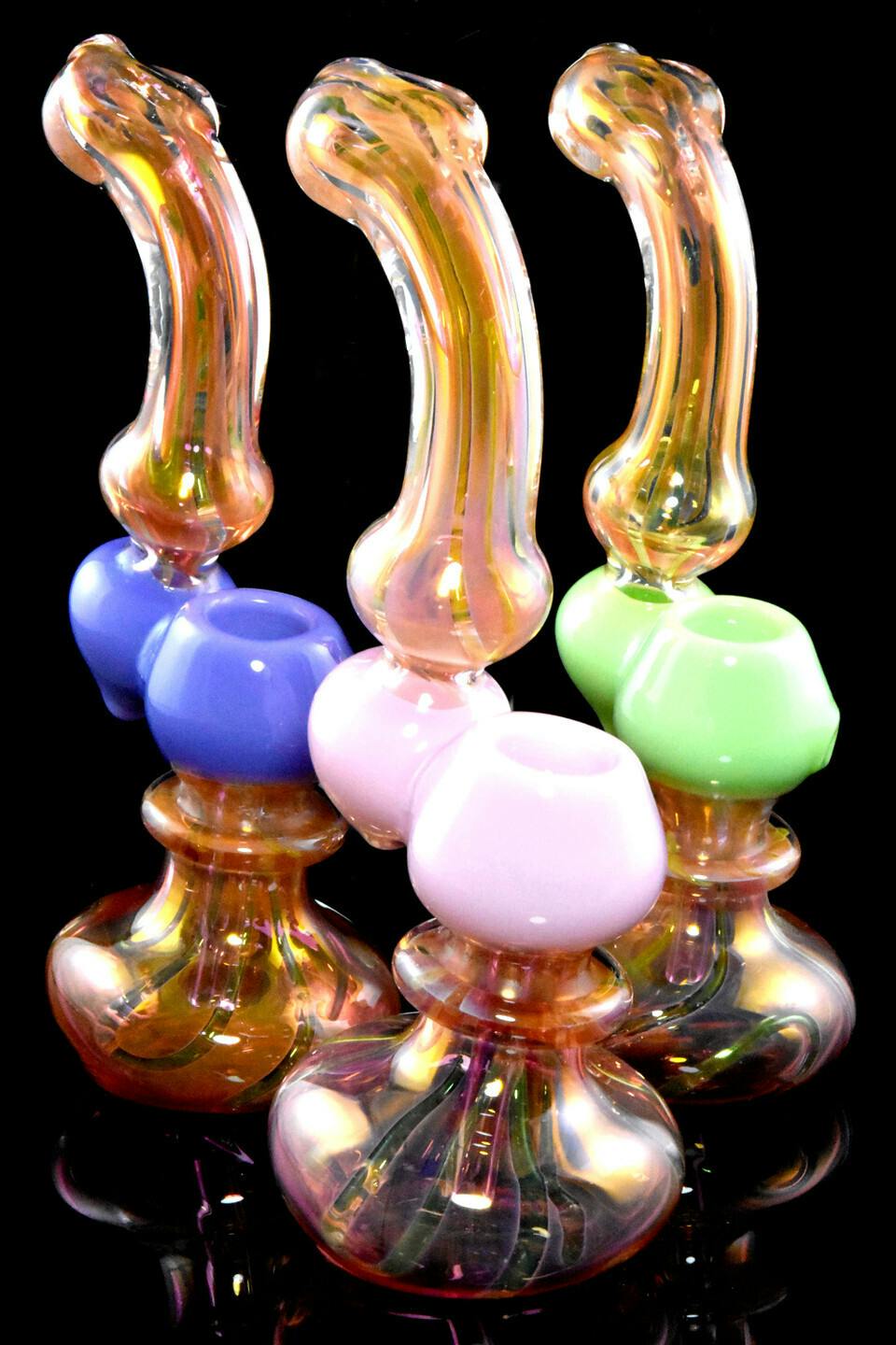 Gold fumed neon sherlock glass bubbler